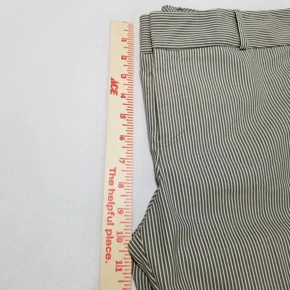 Norma Kamali Pants 8 Black Straw Stripe Crop Ankle Flat Front - Picture 10 of 12